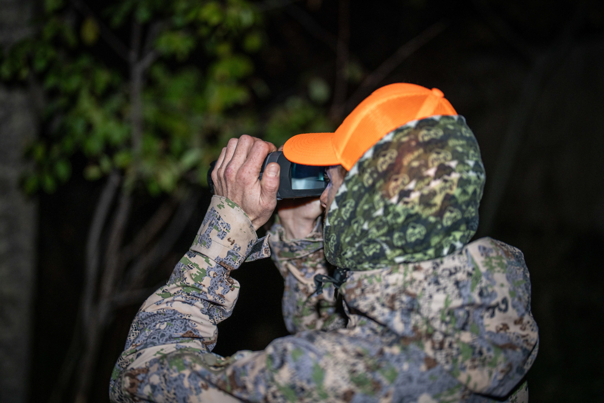 Man Wearing Camo at Night