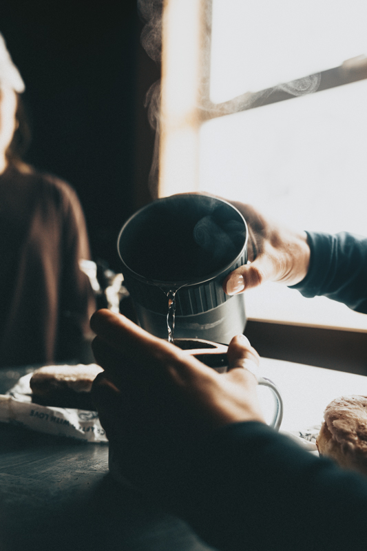 Pouring Hot Cup Coffee