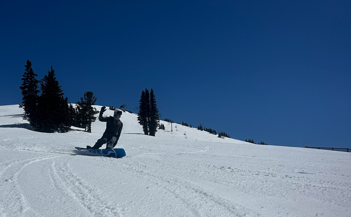Snowboarder Carving at Grand Targhee