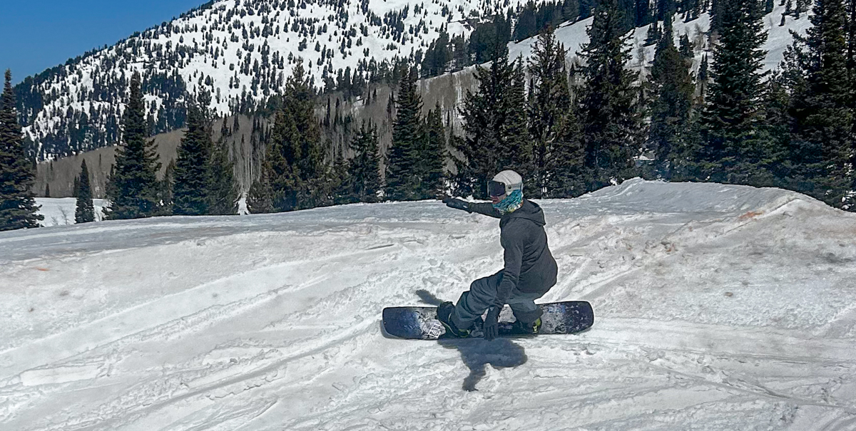 Snowboarder Making Surf Turns on NOW Bindings