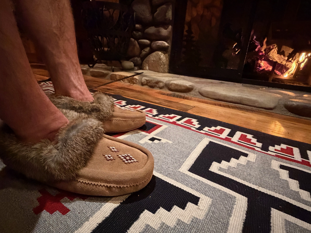 Man with Rabbit Fur Slippers