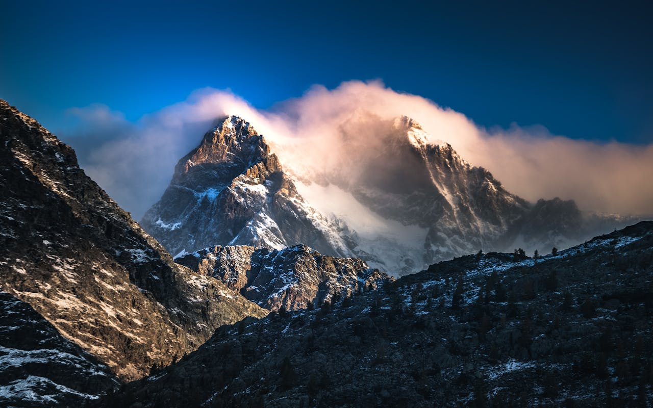 Mountain with Clouds Gran Paradiso National Park, Italian Alps, Italy