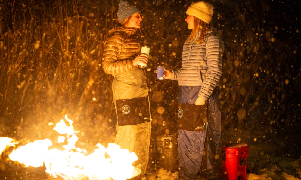 Mozy wearable and weatherproof thermal wrap for lower body warmth in Jackson Hole