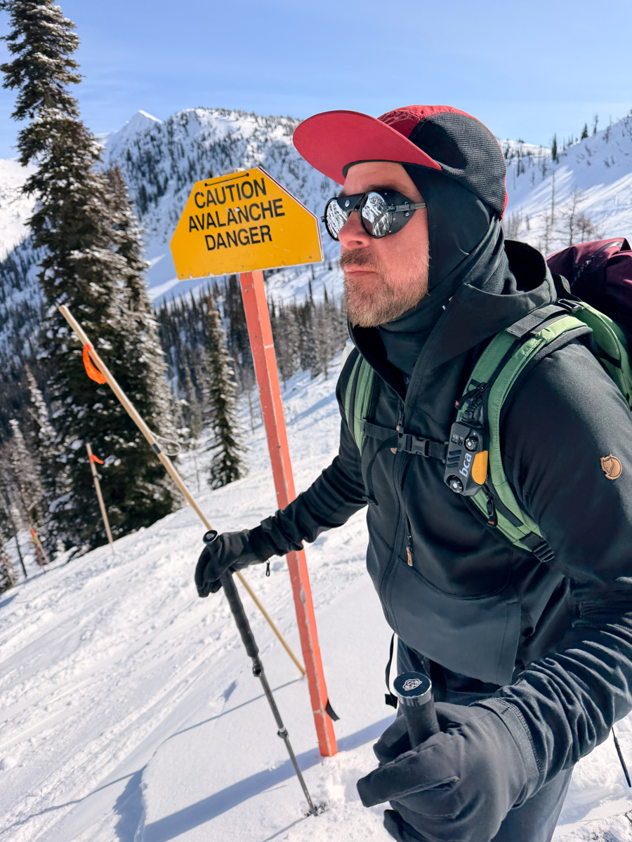 Man Ski Touring in Vallon Sunglassses