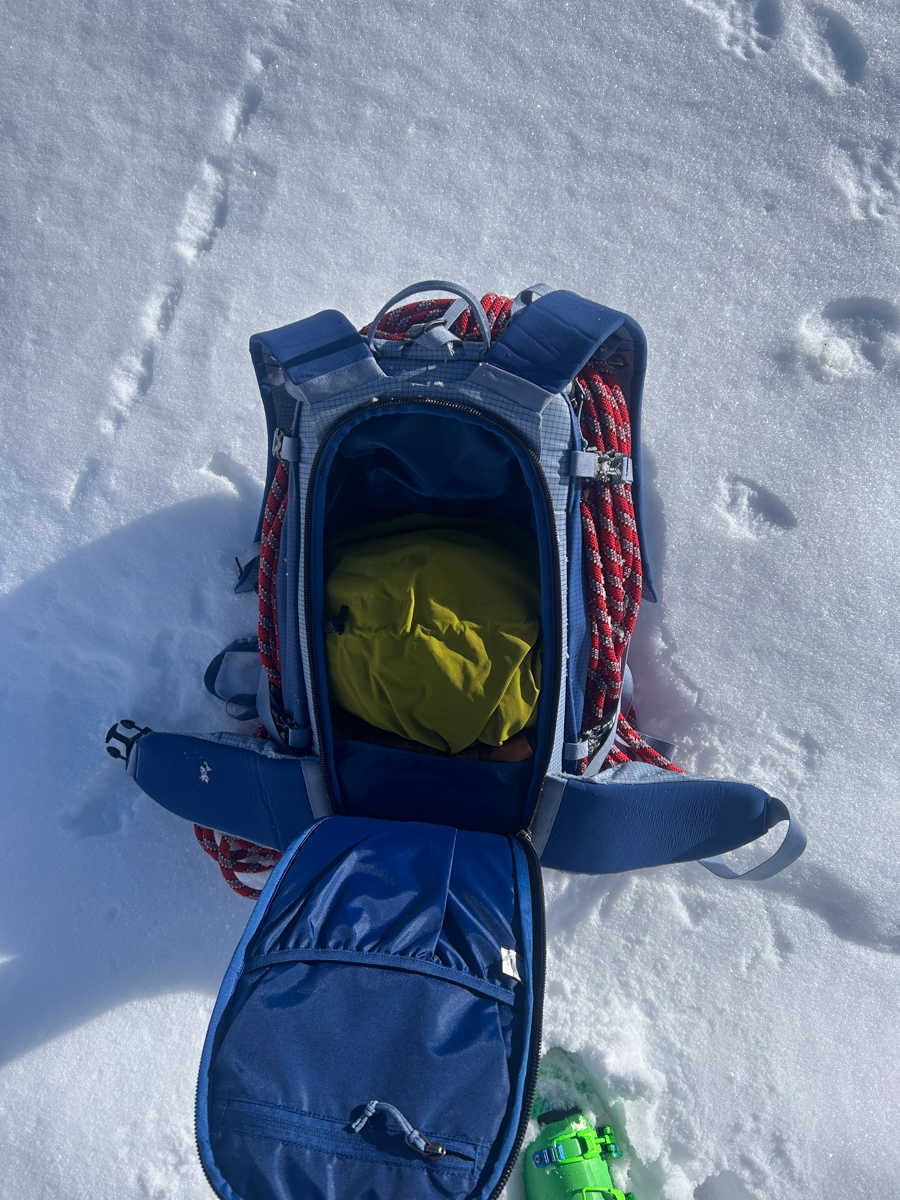 Patagonia PowSlayer Backpack Rear Entry Shown Blue Backpack