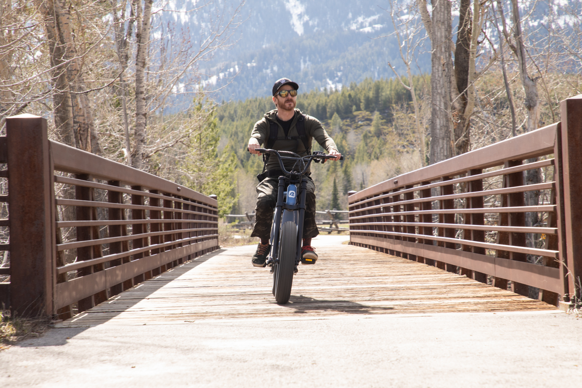 Man Riding Retrospec Valen 3 E-Bike for Review