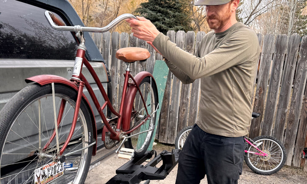 Loading Bicycle on the Saris SuperClamp 2-Bike for Testing Weight