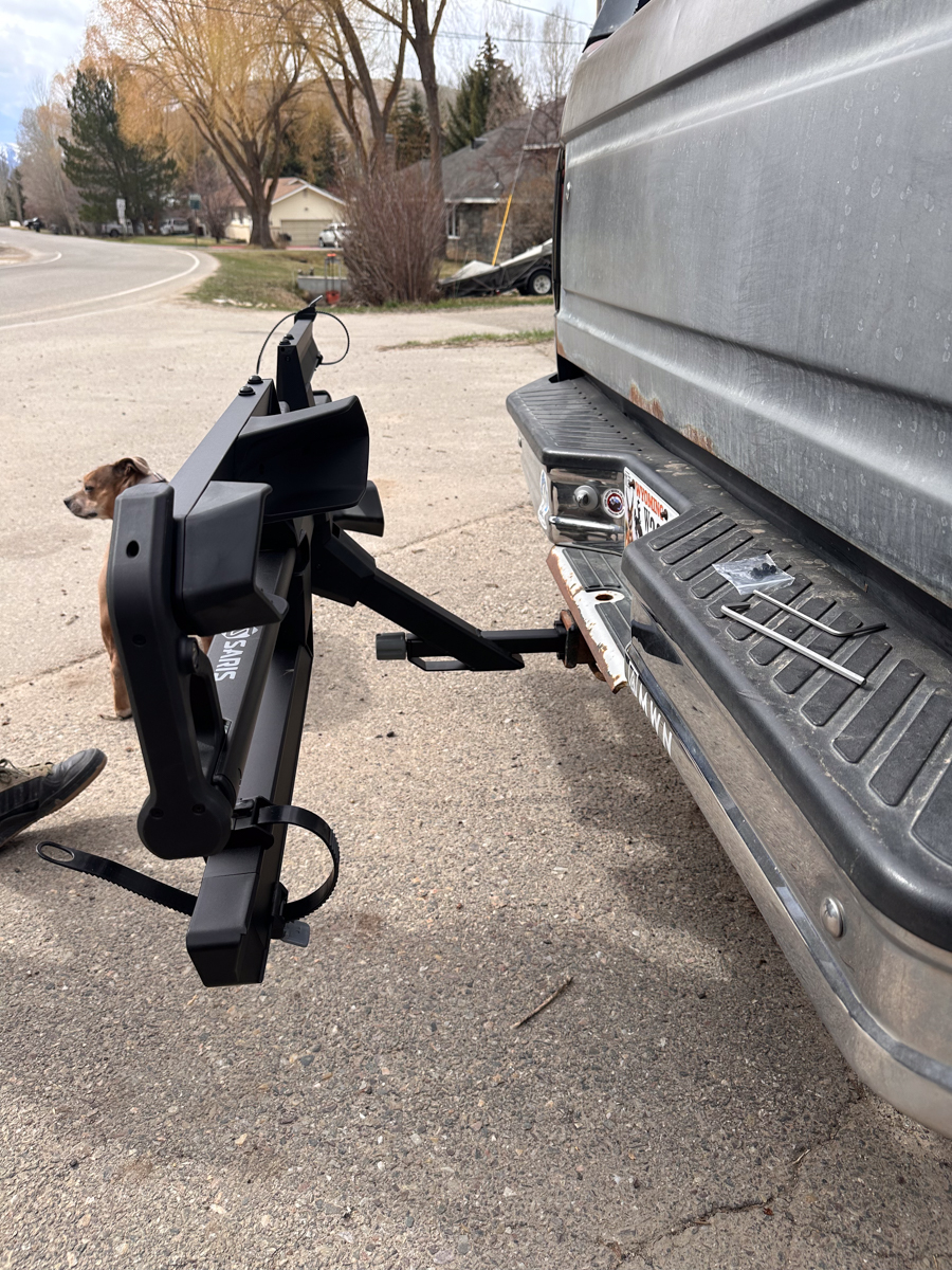 Saris SuperClamp Rack Folded Up Against the Truck