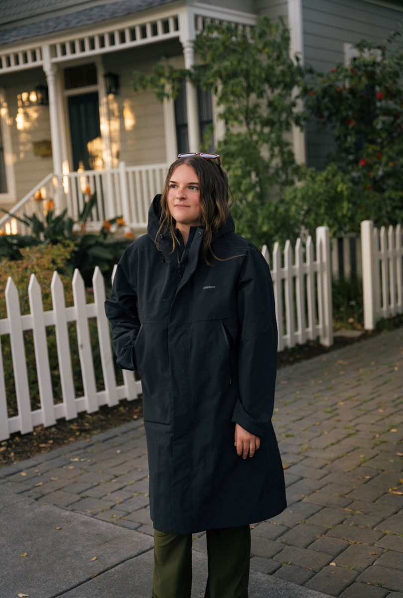Finisterre Women's Lapwing Jacket in a dark olive color.