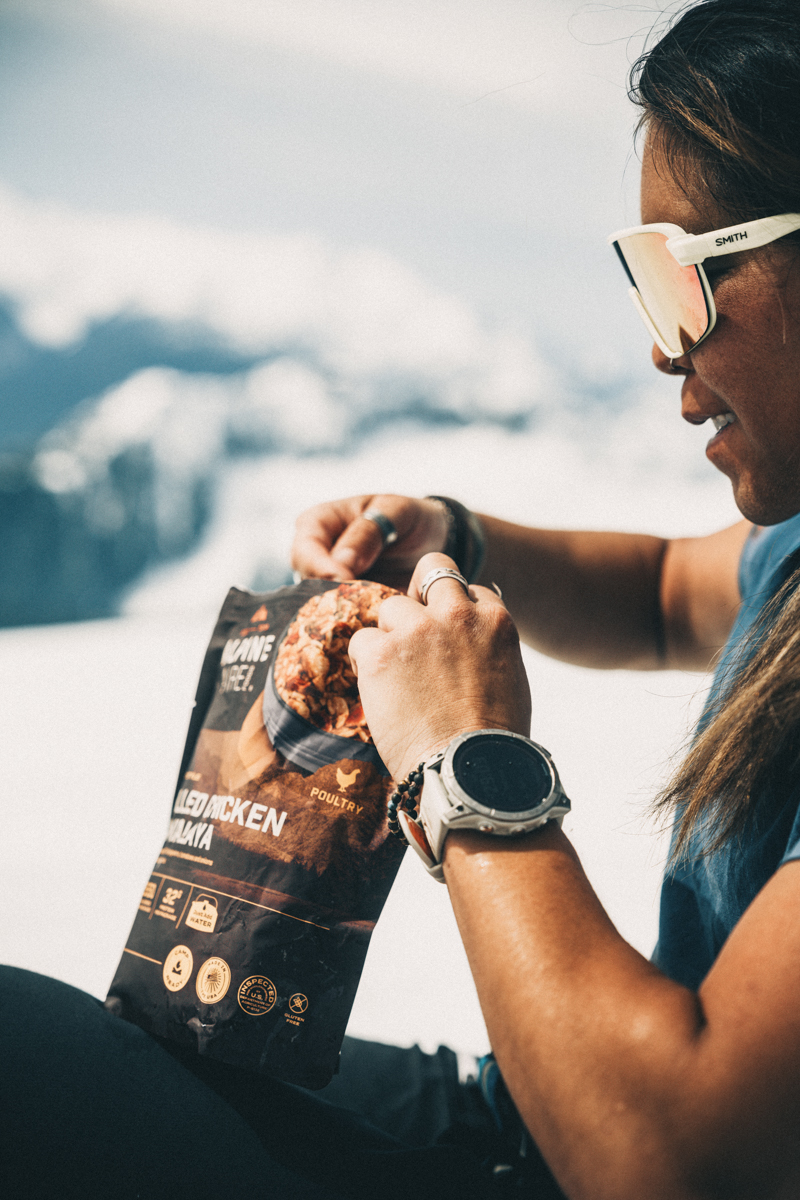 Brigette Takeuchi preps an AlpineAire meal during a remote Northern Cascade mountain adventure. | Photo Kelsey Takeuchi Mountain Weekly News