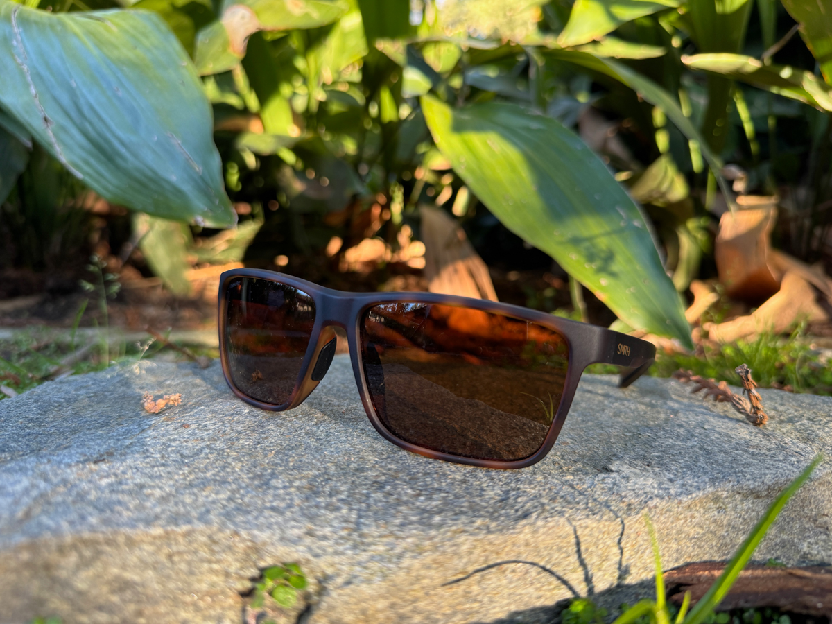 Smith Riptide sunglasses with tortoise frame and brown lenses photographed outdoors in Southern California, emphasizing lens clarity and casual performance styling | Photo David Undercofler Mountain Weekly News