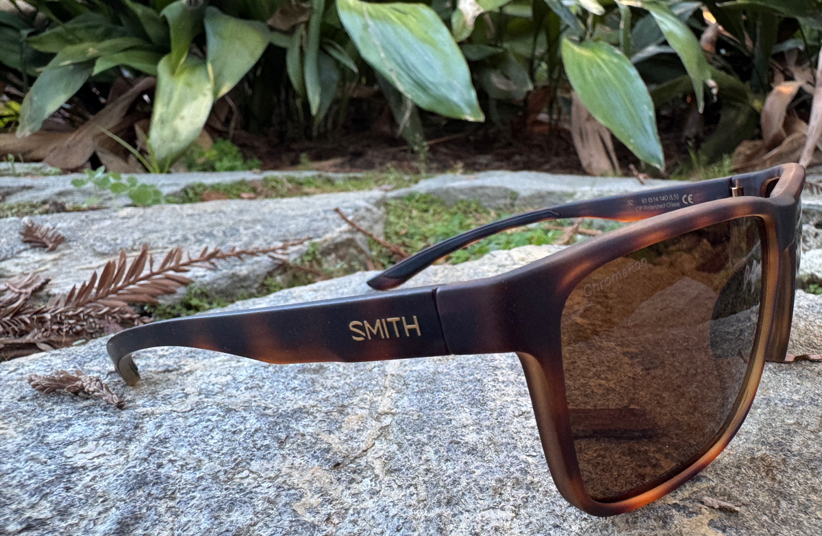 Side profile of Smith Riptide sunglasses with tortoise frame and brown lenses tested in Southern California for lightweight feel and stable fit during active use | Photo David Undercofler Mountain Weekly News