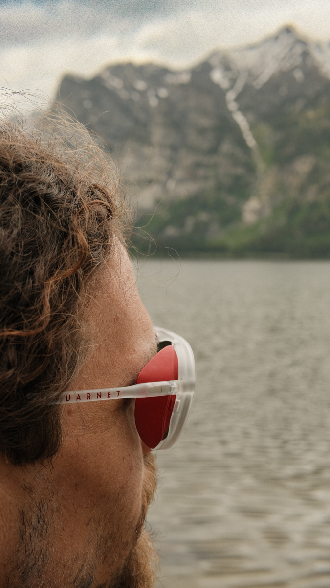 Rear side angle showing the fit and removable side shields on Vuarnet Ice Round sunglasses