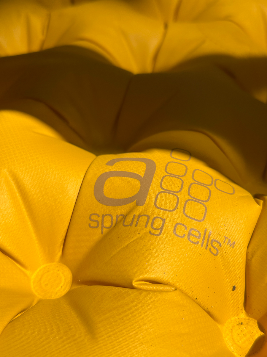Detailed view of Sea to Summit Air Sprung Cells sleeping pad technology designed for backpacking comfort